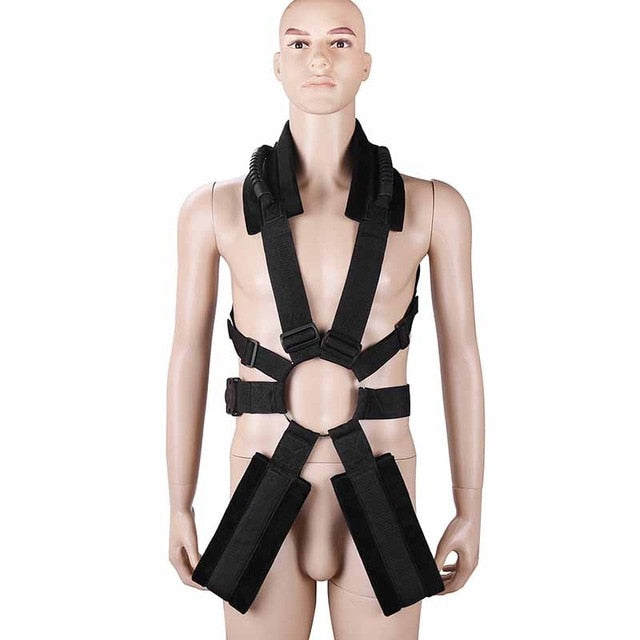 Sex Swing BDSM Nylon Sling – Black Bondage Restraint For Sex Positions – Unisex Metal Frame