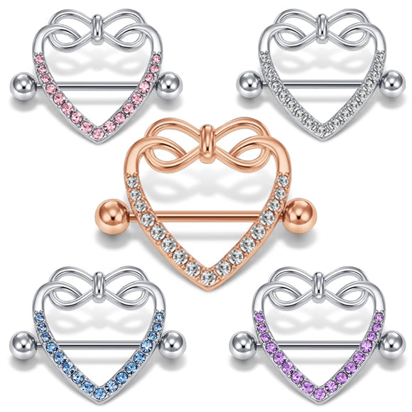 Heart-Inspired Sparkly Nipple Rings