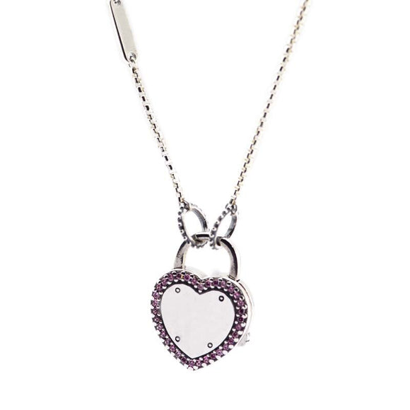 Sparkling Heart-Shaped Sterling Silver Lock Necklace