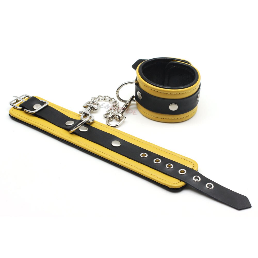 Padded Yellow Leather Handcuffs Sex Toys Cum Swing With Me Padded Yellow Leather Handcuffs Sex Toys Cum Swing With Me