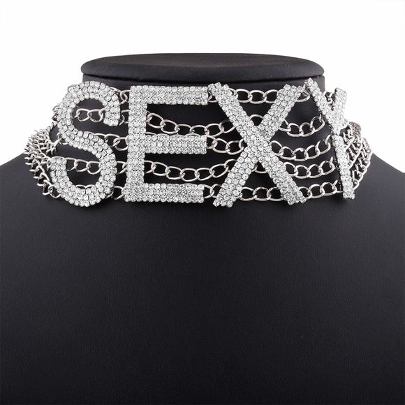 Bold Sexy Necklace With Rhinestones