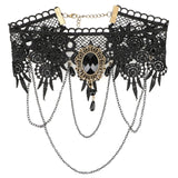  Jeweled Black Lace Collar 