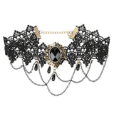  Jeweled Black Lace Collar 