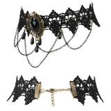  Jeweled Black Lace Collar 
