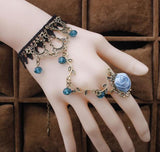  Vintage Flower Slave Bracelet With Ring 