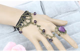  Vintage Flower Slave Bracelet With Ring 
