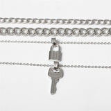  Edgy Multi-Layered Lock and Key Necklace 