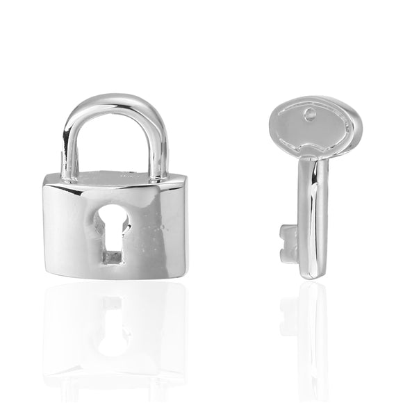 Silvery Key and Lock Cufflinks