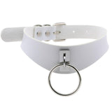  Adjustable Leather Choker With Ring 
