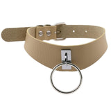  Adjustable Leather Choker With Ring 