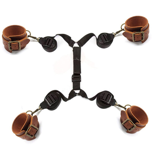 Old-School Leather Bondage Bed Tie Downs