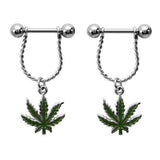  Addicting Pot Leaf Nipple Rings 