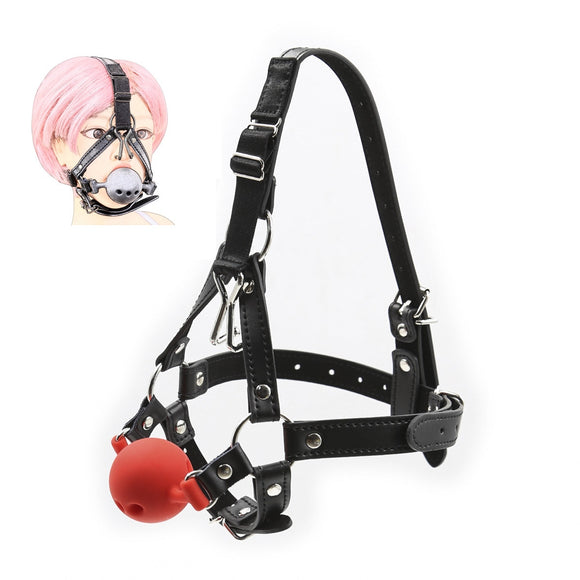 Leather Strap Ball Gag BDSM Harness