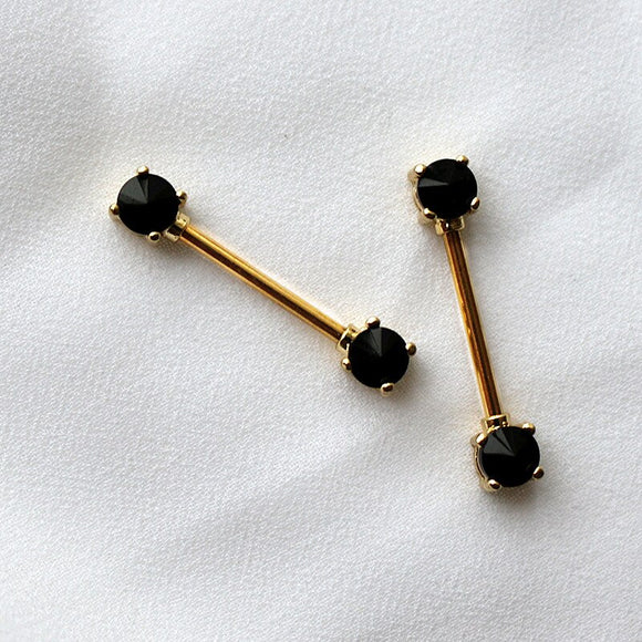 Exquisite Black Crystal Nipple Barbell Jewelry