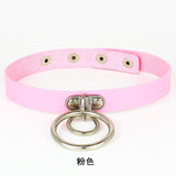  Double Trouble Leather O Ring Choker 