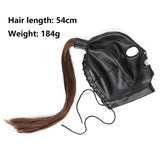  Leather BDSM Face Mask With Ponytail 