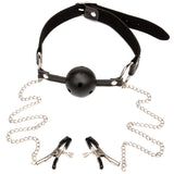  Shut Me Up Ball Gag With Nipple Clamps 