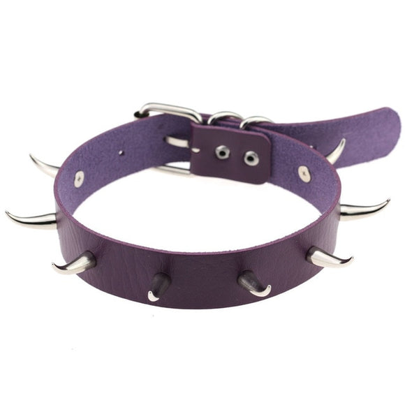 Modish Purple Spiked Collar