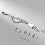  Lock U Up Rectangle Cable Silver Bracelet 