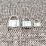  Sterling Silver Square Padlock Locking Pendant 