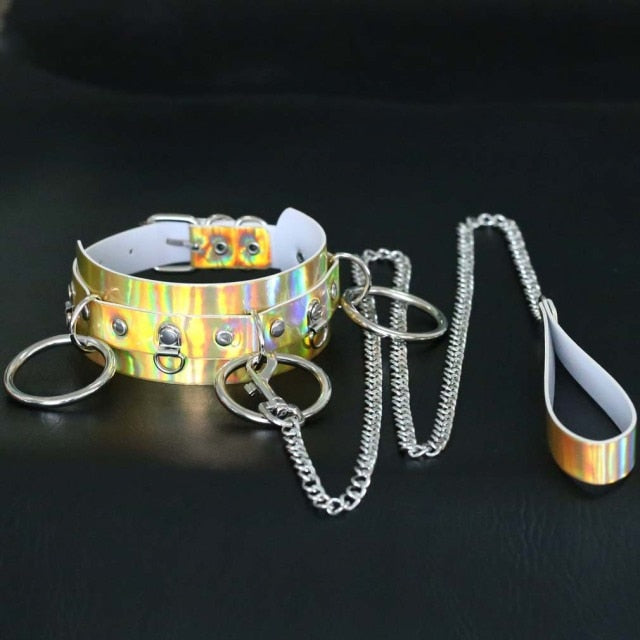Iridescent Collar and Leash for Humans