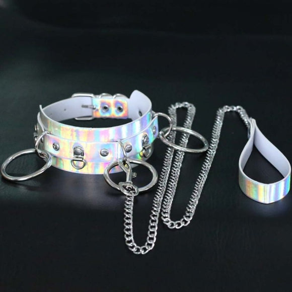 Iridescent Collar and Leash for Humans