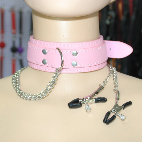 Sexy Collar With Nipple Clamps