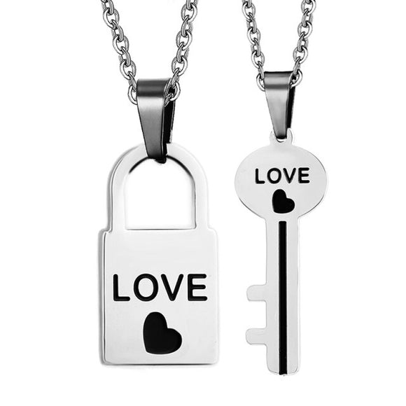 Stylish Key and Lock Necklace for Couples
