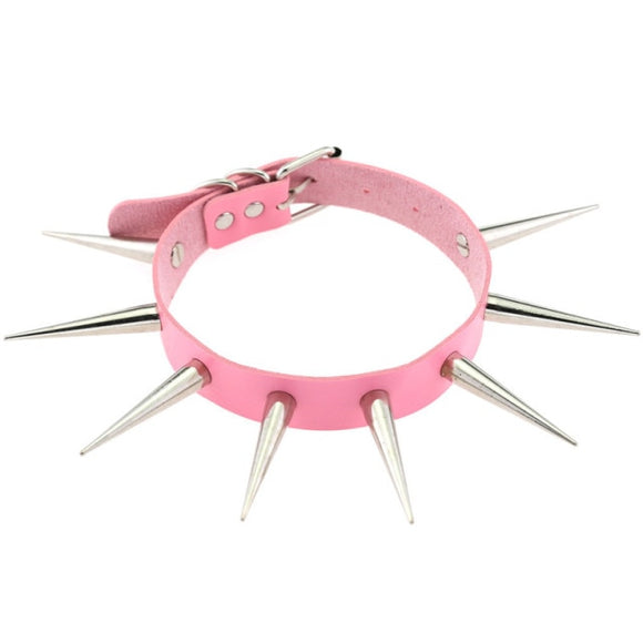 Attractive Pink Spiked Collar