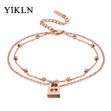  Chain of Heart Double Layer Lock Anklet 