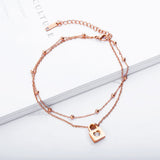  Chain of Heart Double Layer Lock Anklet 