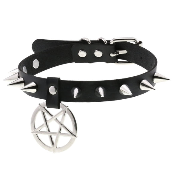 Pentagram Collar With Spikes