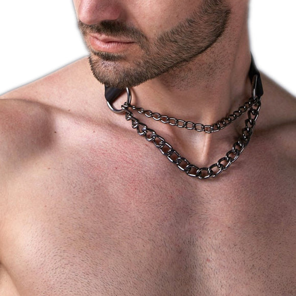 Black Leather Male BDSM Collar