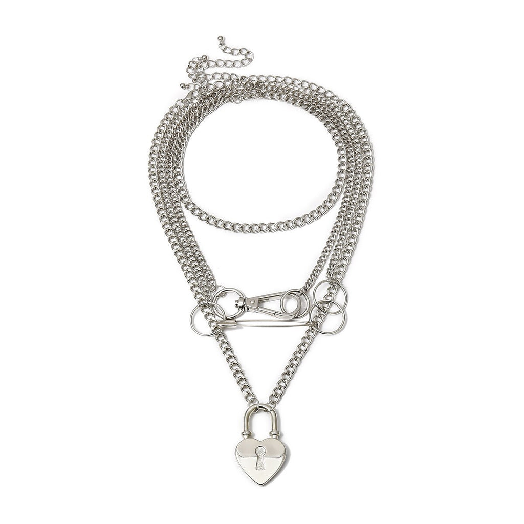 Submissive Silver Chain Necklace With Lock