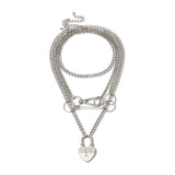  Submissive Silver Chain Necklace With Lock 