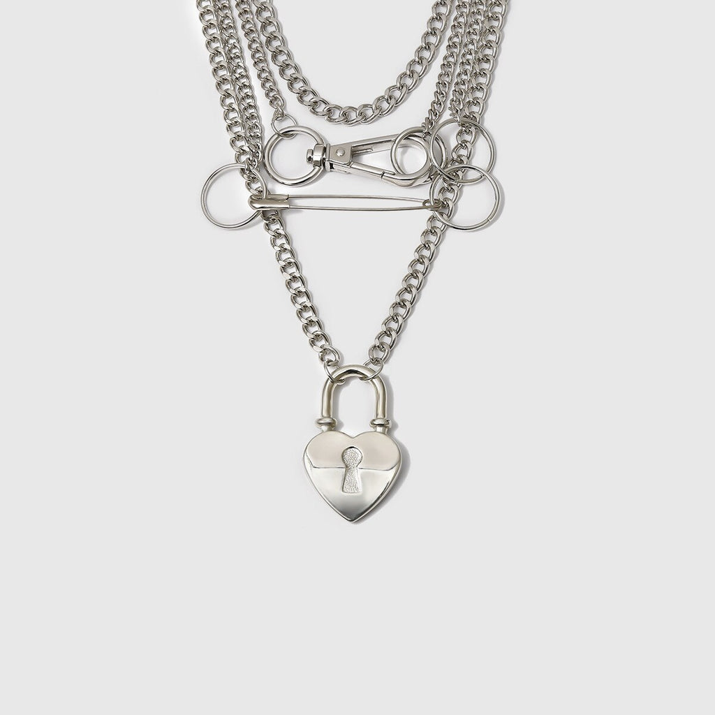 Submissive Silver Chain Necklace With Lock