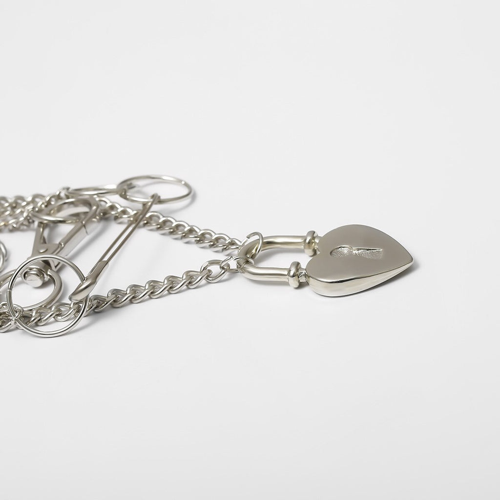 Submissive Silver Chain Necklace With Lock