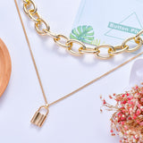  Submissive Layered Lock Pendant Necklace 