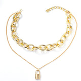  Submissive Layered Lock Pendant Necklace 