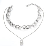  Submissive Layered Lock Pendant Necklace 