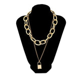  Submissive Layered Lock Pendant Necklace 