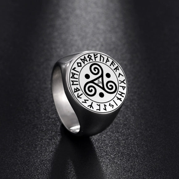 Stainless Steel Triskelion Dominant Symbol Ring
