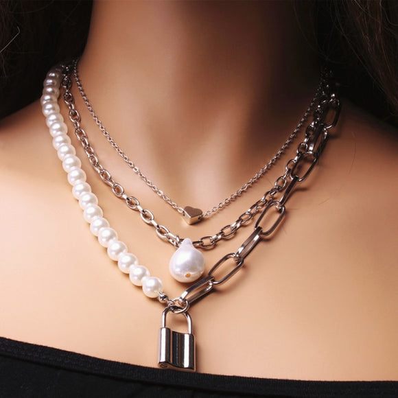 Pearly Slave Lock Collar Necklace