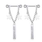  Dangling Chains 14G Nipple Piercings 