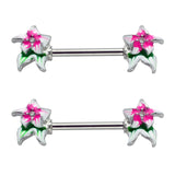  Charm Seduction Flower Nipple Piercings 