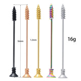  Drill Bit-Like Long Bar Nipple Rings 