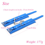  Adjustable Blue Leather Handcuffs for Sex 