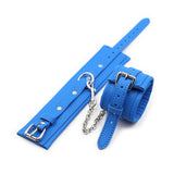  Adjustable Blue Leather Handcuffs for Sex 
