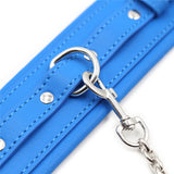  Adjustable Blue Leather Handcuffs for Sex 