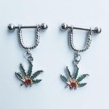  Addicting Pot Leaf Nipple Rings 